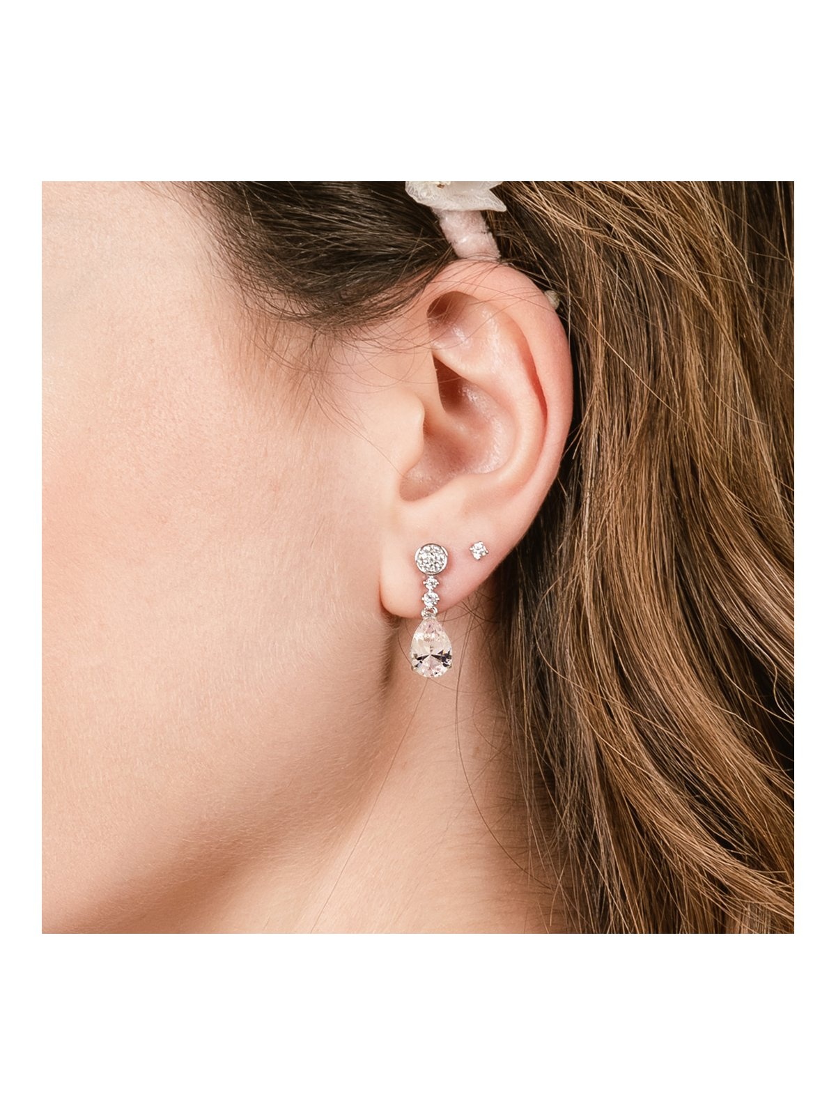 Joyera Kattalin - Compromiso, Joyera - Joyas para novias, Pendientes - Pendientes de LAGRIMA novia color encaje en plata - Foto 3