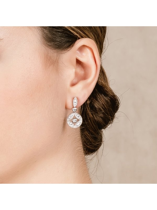 Joyera Kattalin - Compromiso, Joyera - Joyas para novias, Pendientes - Pendientes de plata vintage art dec orla redonda - Foto 3