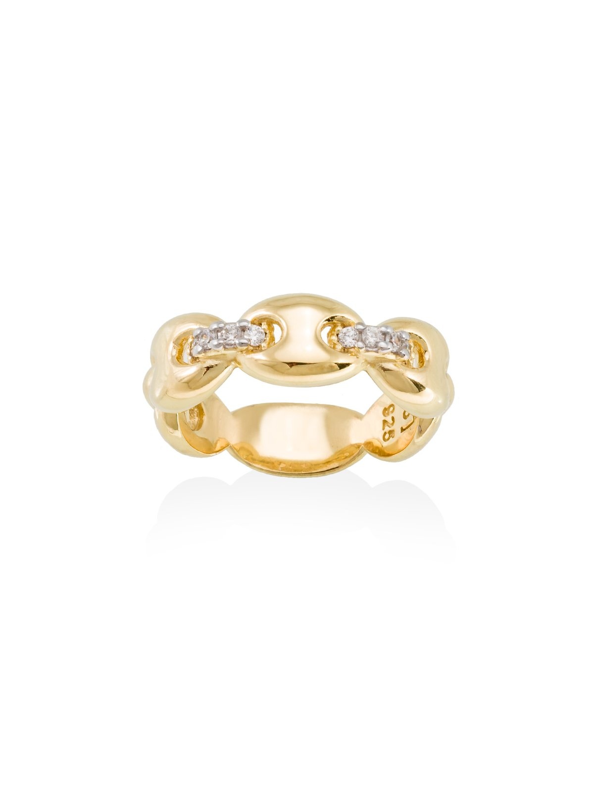 Joyera Kattalin - Joyera - Anillos - Anillo de calabrote y circonitas en plata dorada - Foto 1