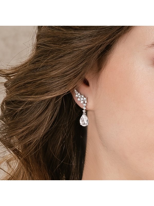 Joyera Kattalin - Joyera - Pendientes - Pendientes para novias modernas estilo trepador en plata - Foto 3