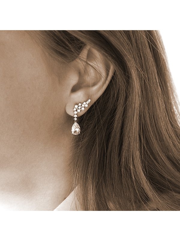 Joyera Kattalin - Joyera - Pendientes - Pendientes para novias modernas estilo trepador en plata - Foto 4
