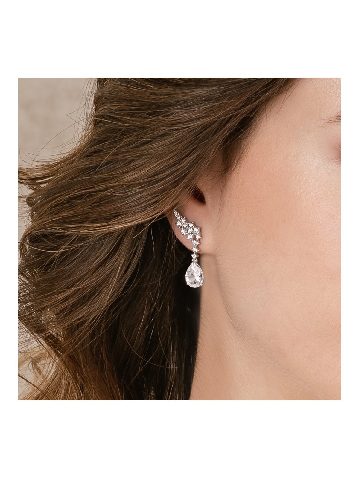 Joyera Kattalin - Joyera - Pendientes - Pendientes para novias modernas estilo trepador en plata - Foto 3