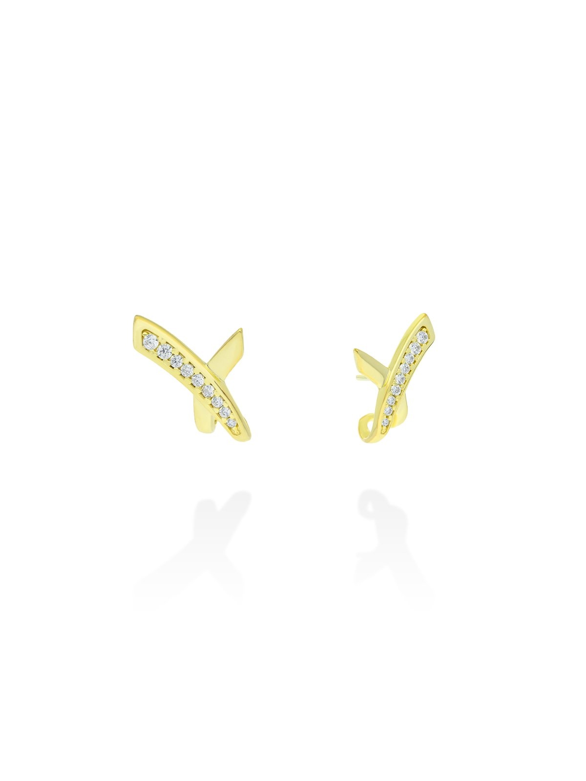 Joyera Kattalin - Joyera - Pendientes - Pendientes Link cruzado en plata dorada - Foto 1