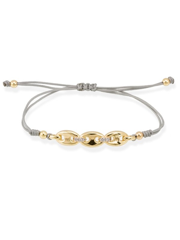 Joyería Kattalin - NOVEDADES en Pulseras - Joyería - Pulsera de calabrote con macramé en plata dorada y circonitas Joyería Kattalin - NOVEDADES en Pulseras - Joyería - Pulsera de calabrote con macramé en plata dorada y circonitas