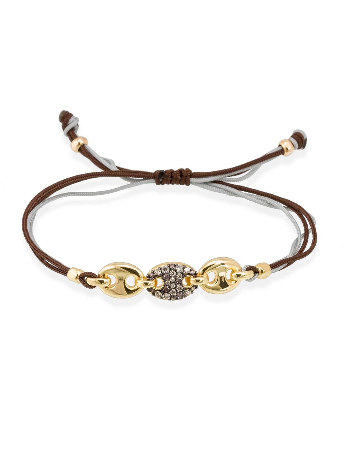 Joyera Kattalin - Joyera - Pulseras - Pulsera de calabrote en plata dorada y circonitas con macram - Foto 1