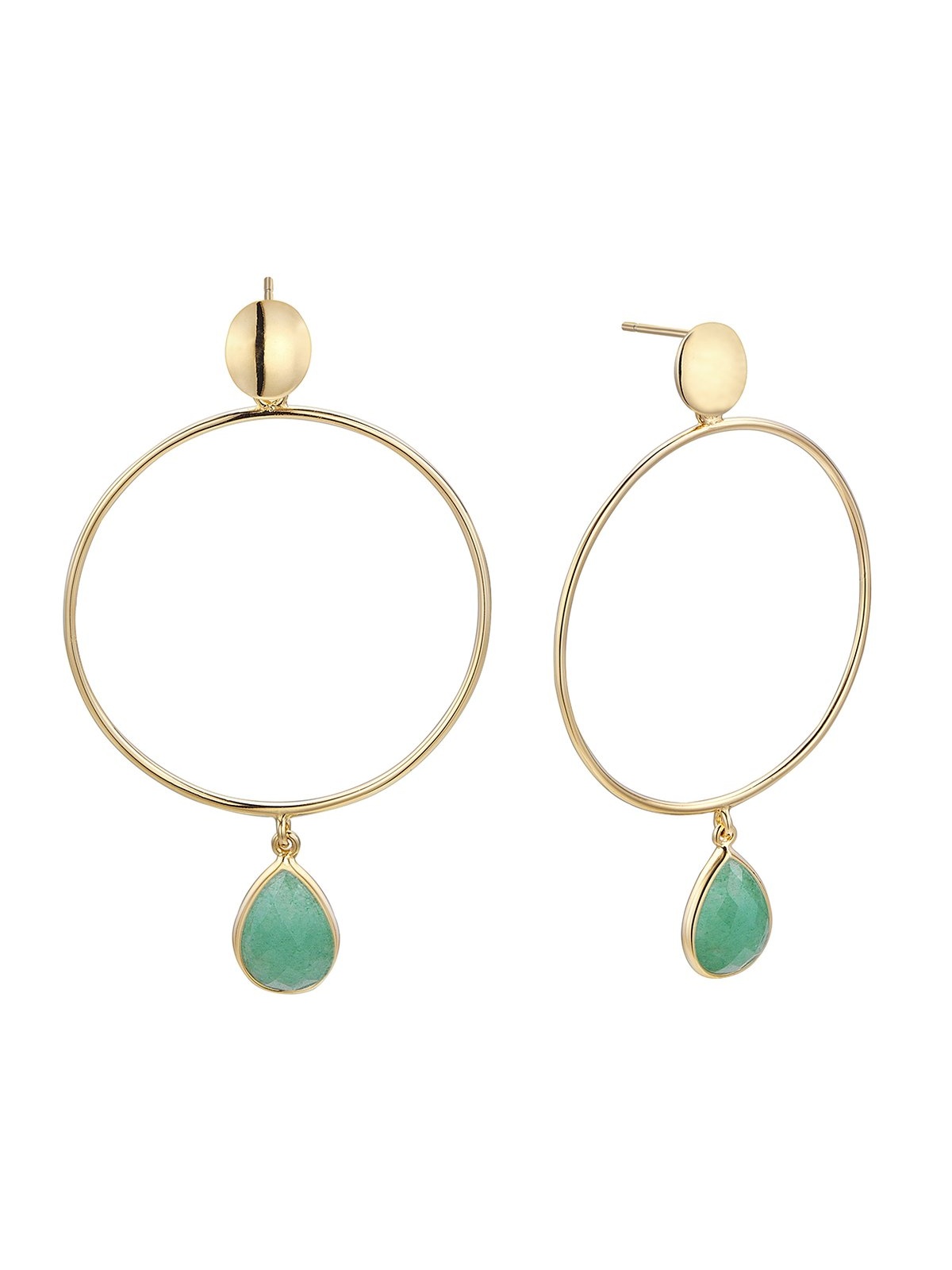 Joyera Kattalin - Joyera - Pendientes - Pendientes de plata dorada verde - Foto 1