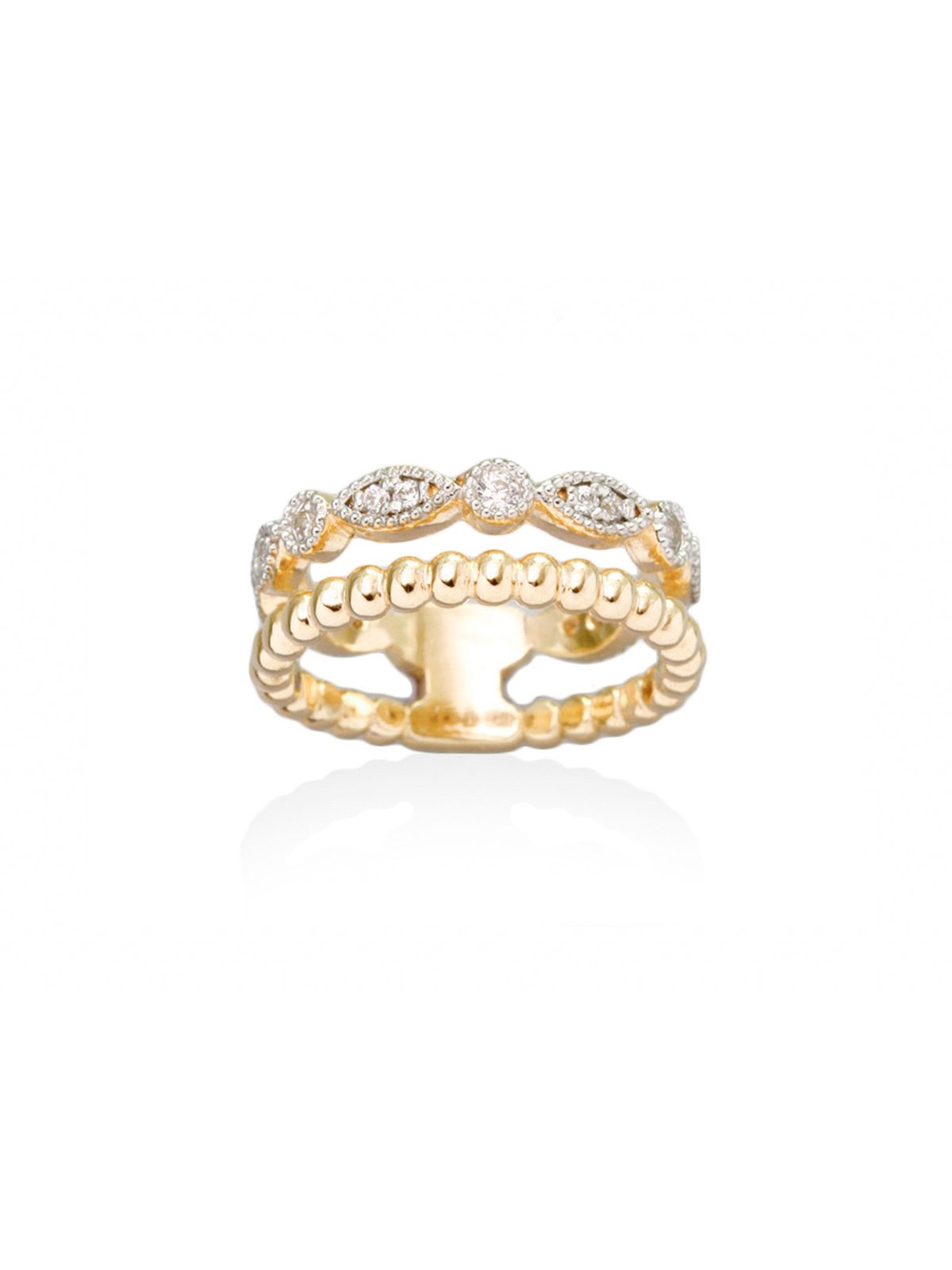 Joyera Kattalin - Joyera - Anillos - Anillo NICE Blanco en plata dorada - Foto 1